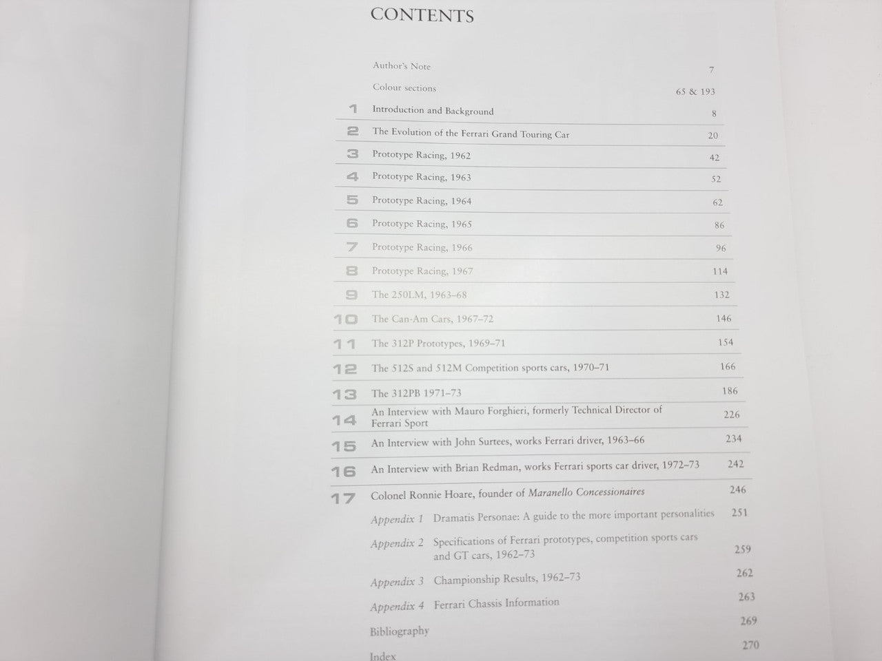 Book contents page with numbered sections and small headings