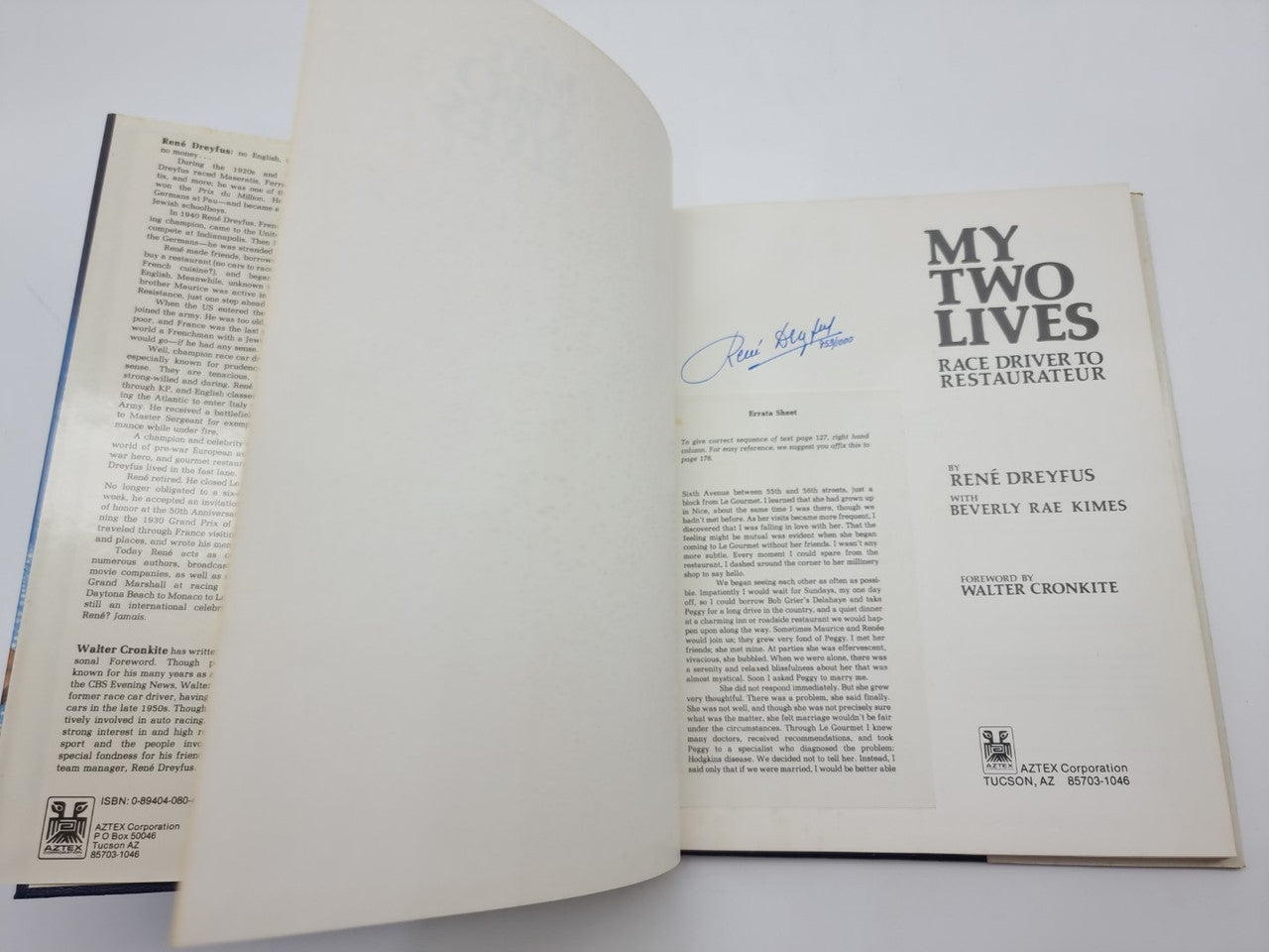 My Two Lives - Race Driver To Restauranter SIGNED (Rene Dreyfus, 1983)