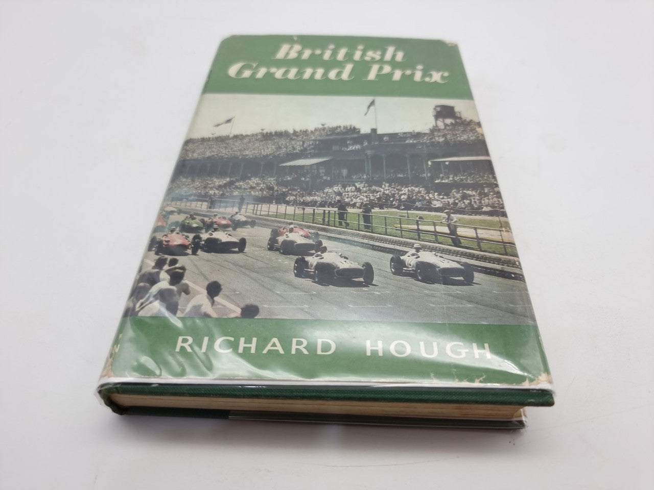 Hardcover book with green British Grand Prix cover and Richard Hough title