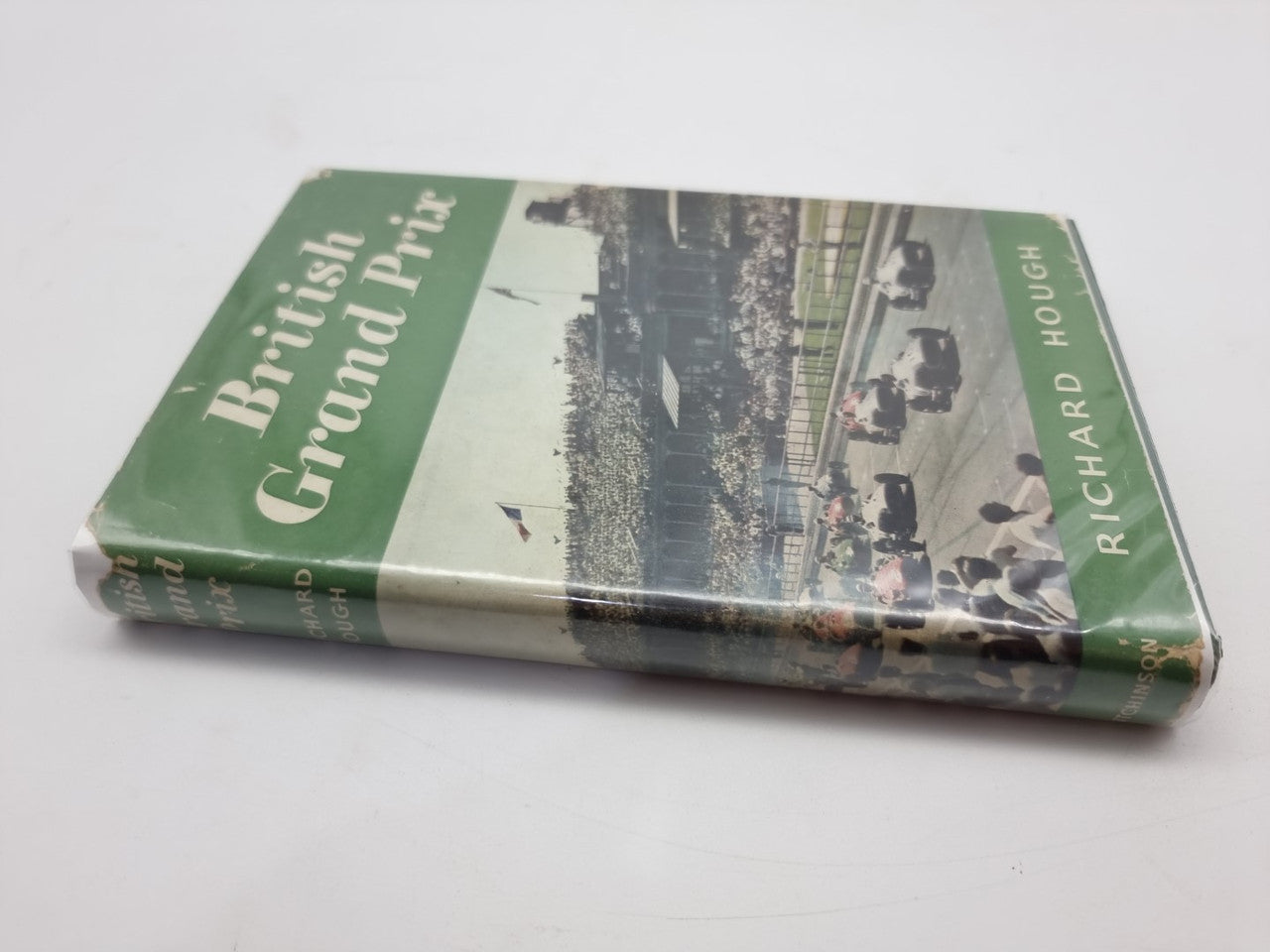 Hardcover book with green side cover reading British Grand Prix and Richard Hough