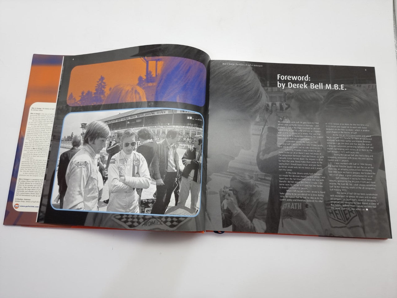 Blue and Orange The History of Gulf in Motorsport (Signed Derek Bell, M. Cotton, 2004)