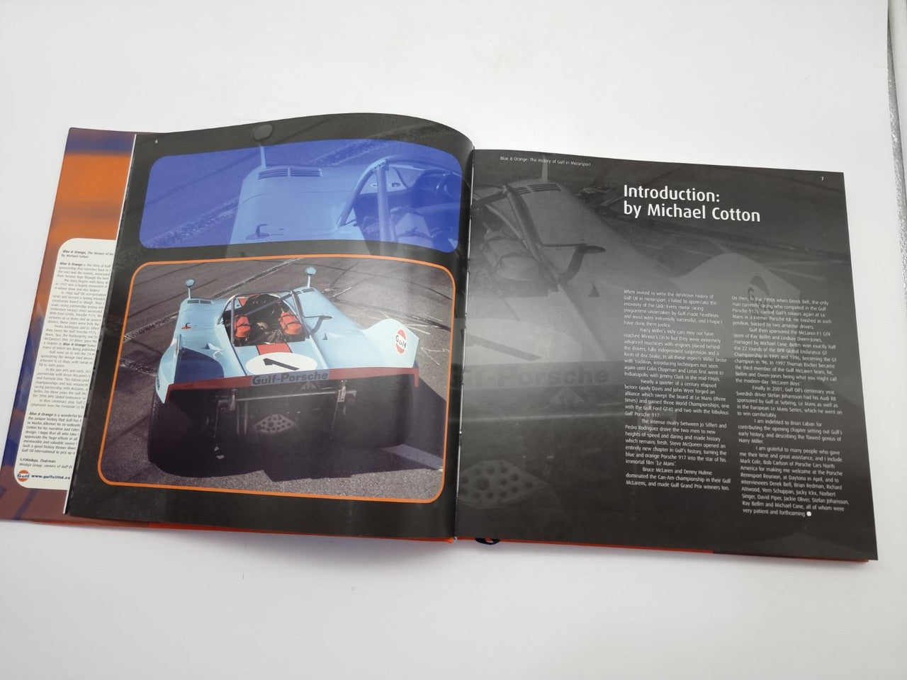 Blue and Orange The History of Gulf in Motorsport (Signed Derek Bell, M. Cotton, 2004)