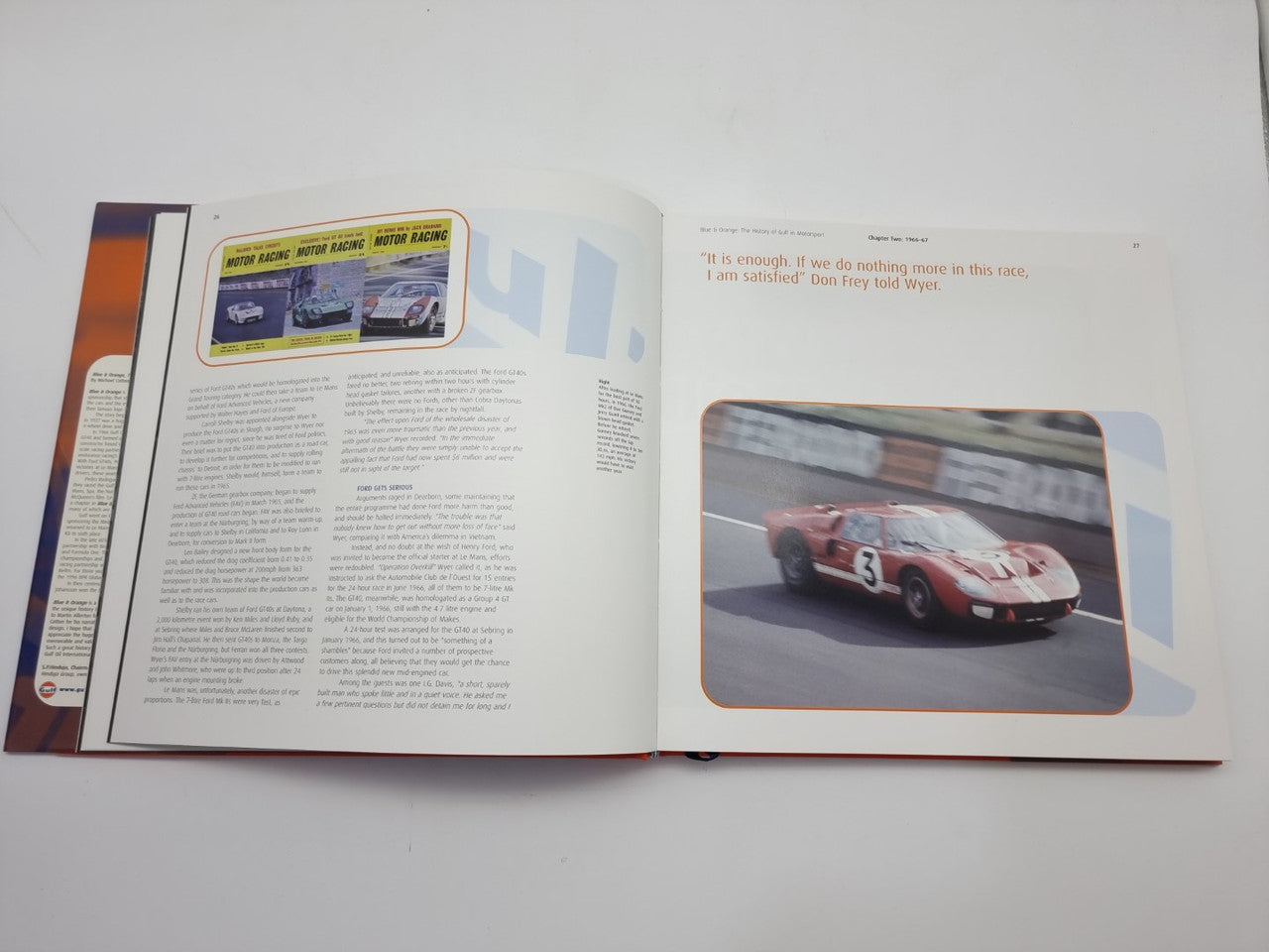 Blue and Orange The History of Gulf in Motorsport (Signed Derek Bell, M. Cotton, 2004)