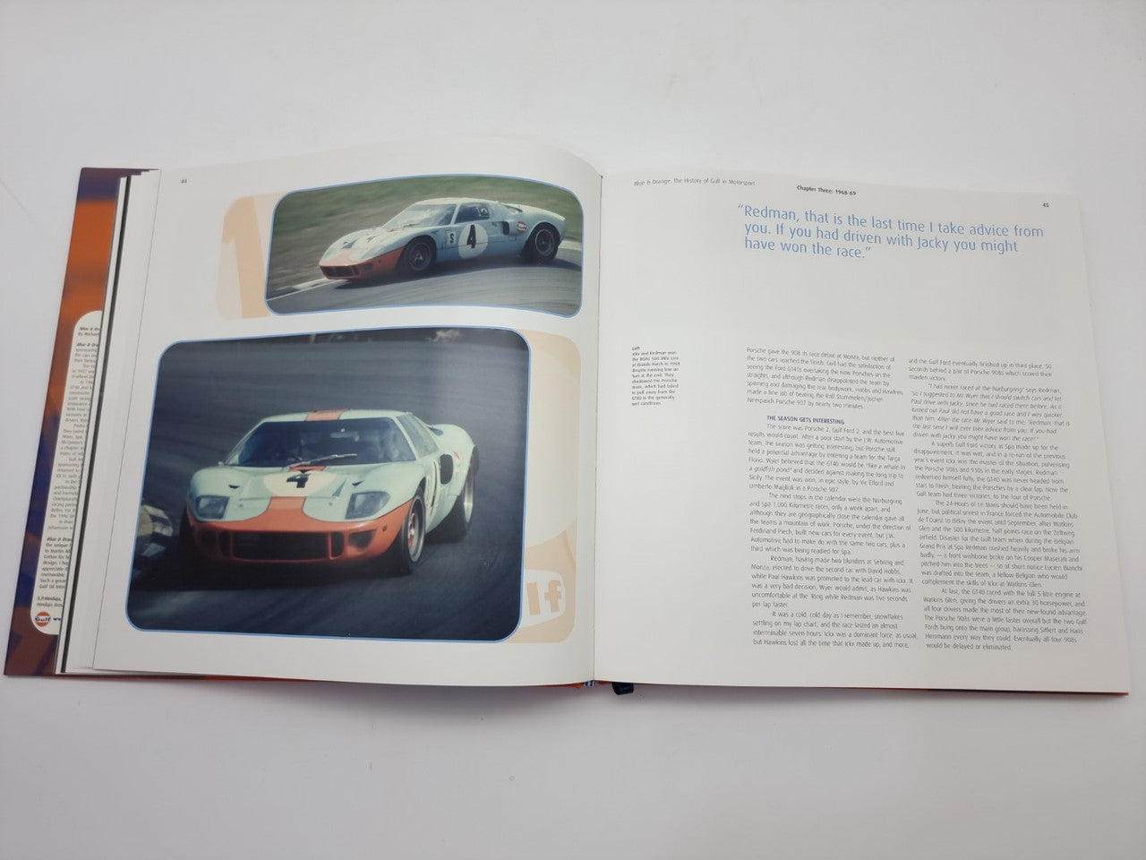 Blue and Orange The History of Gulf in Motorsport (Signed Derek Bell, M. Cotton, 2004)