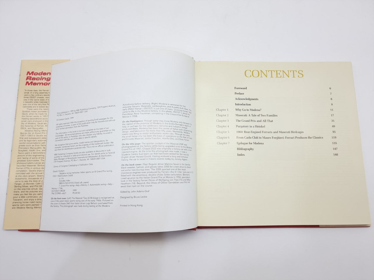 Open book showing contents pages with numbered sections