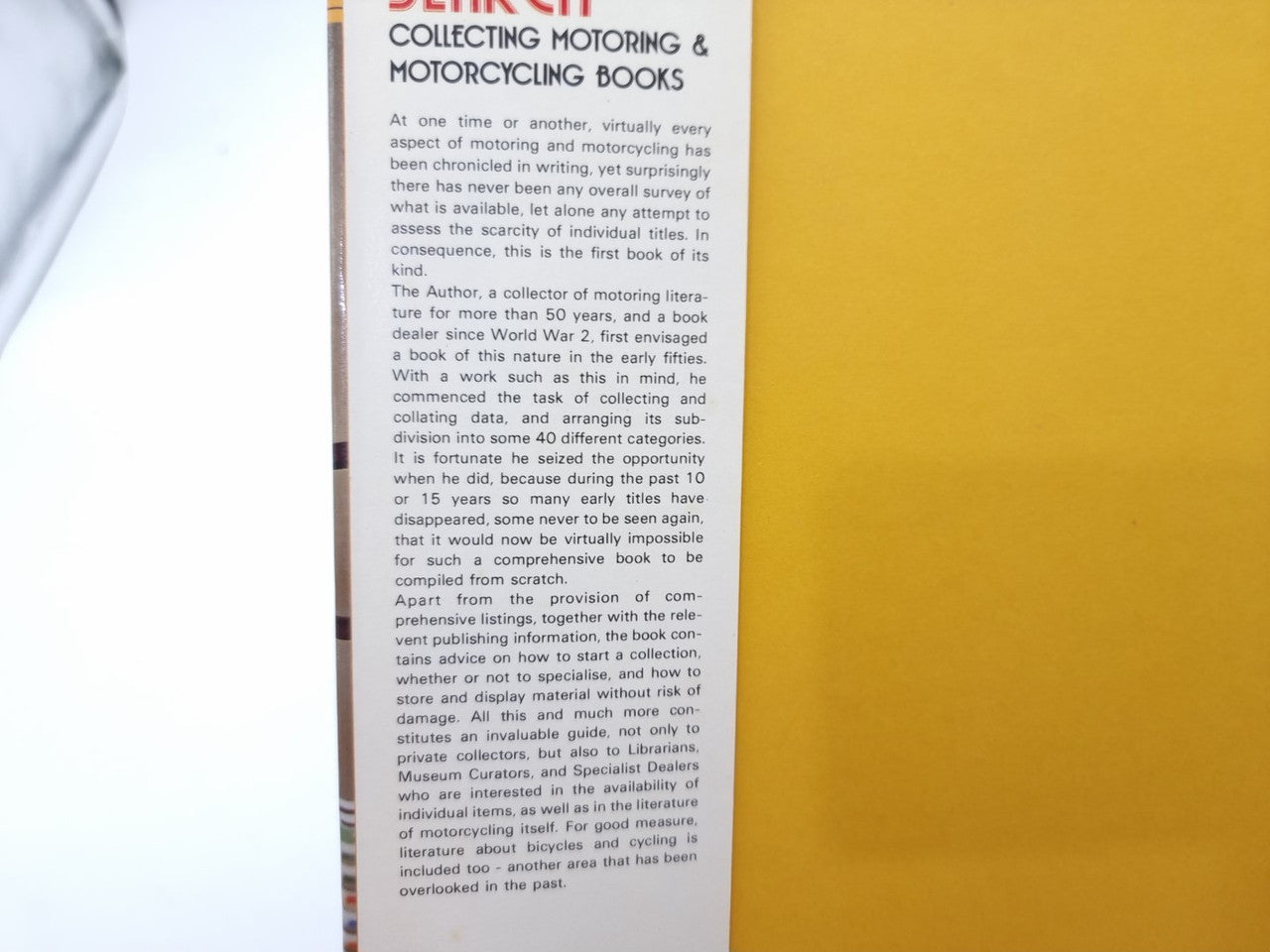 The Constant Search Collecting Motoring  and Motorcycle Books (Charles Mortimer, 1982)