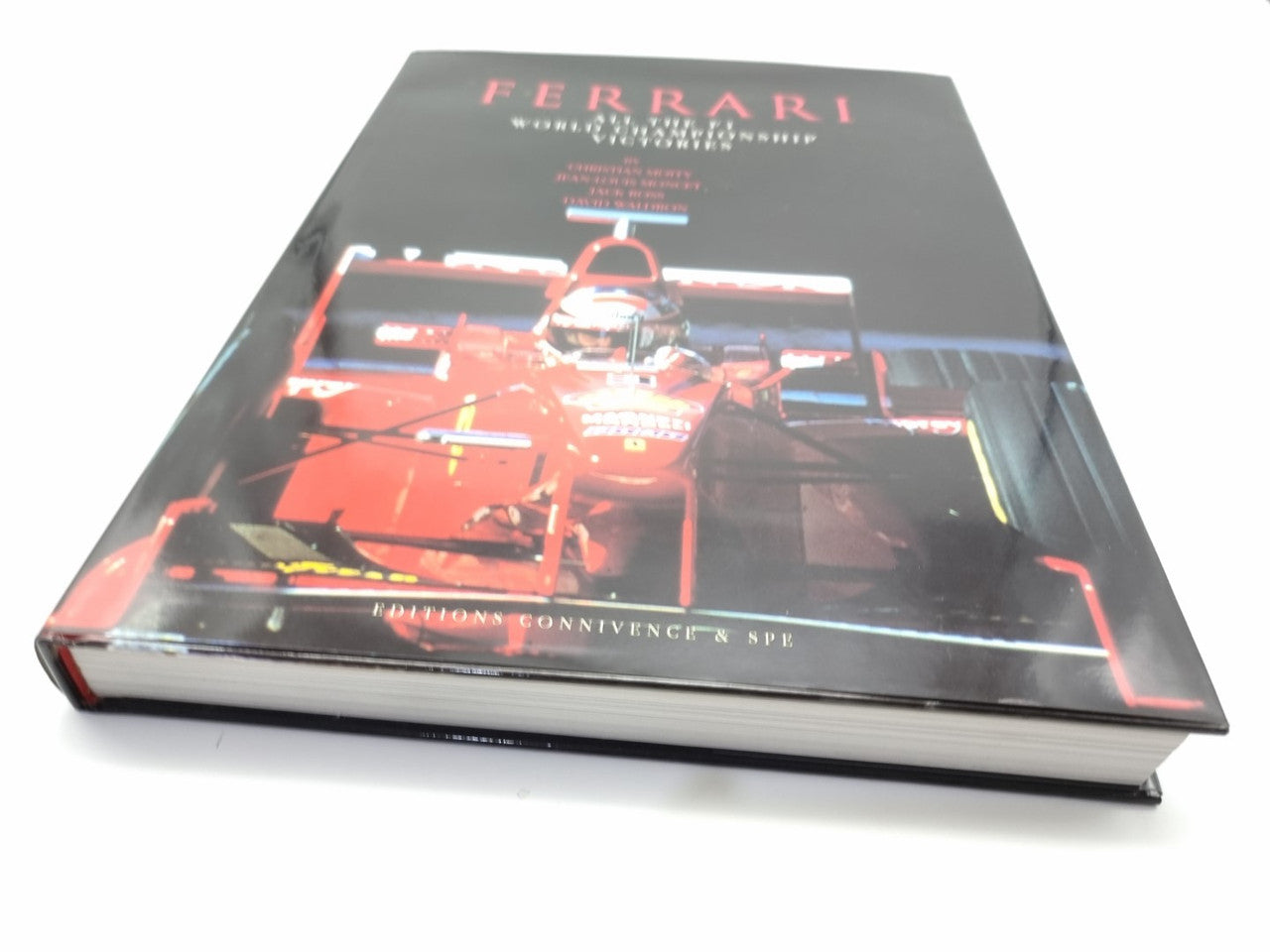 Ferrari F1 victories hardcover, front cover with racing car and red Ferrari title