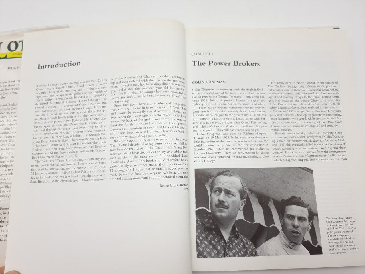 Open book spread with Introduction and Chapter Power Brokers text and photo