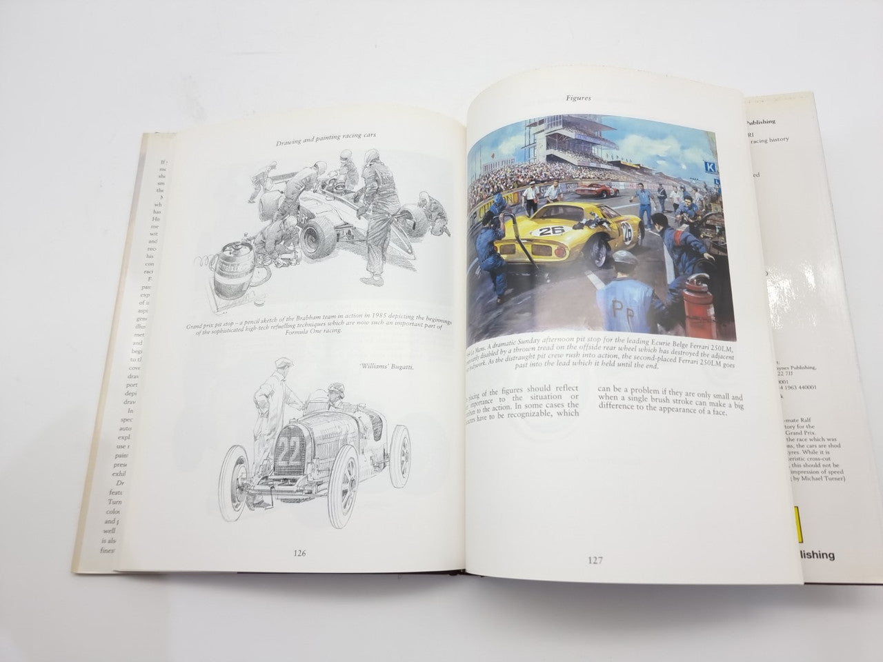 Racing cars drawing and painting book open to race drawings and photo page