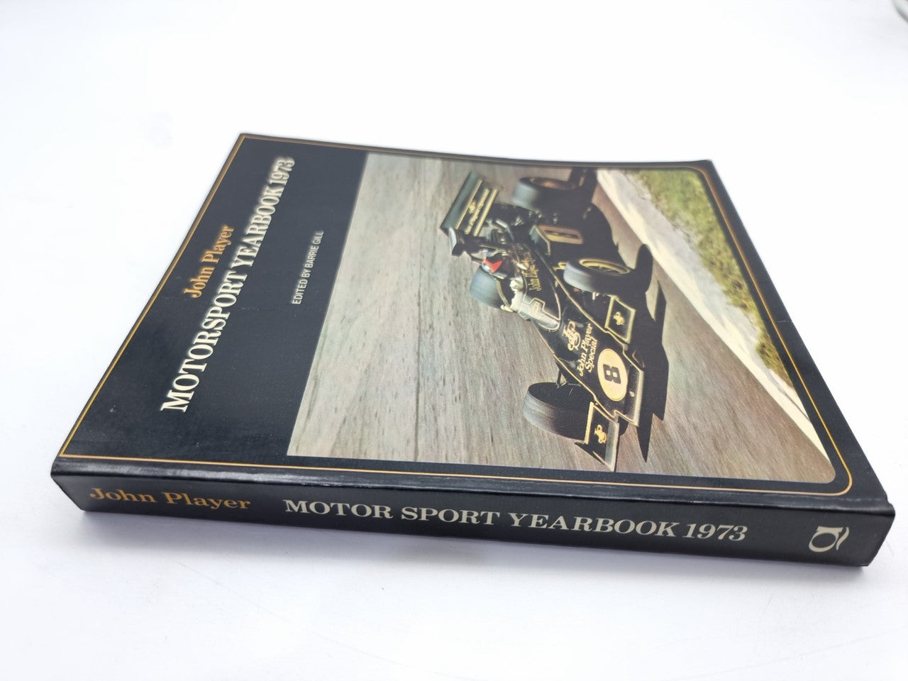 Motorsport yearbook 1973 hardcover, dark blue spine and front cover photo.