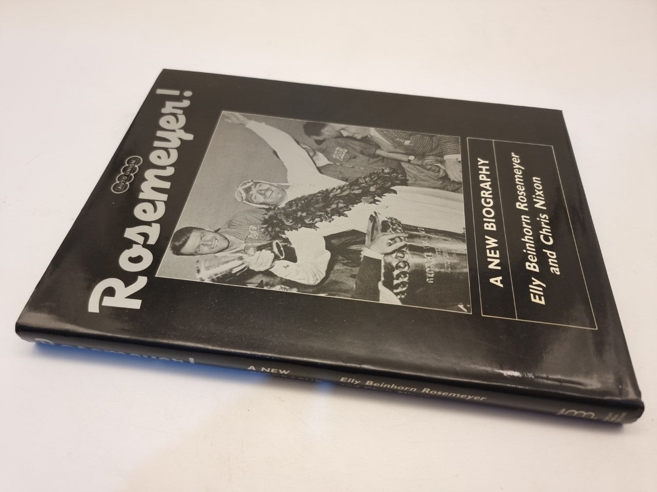 Signed biography book angled cover with Rosemeyer! title and author details