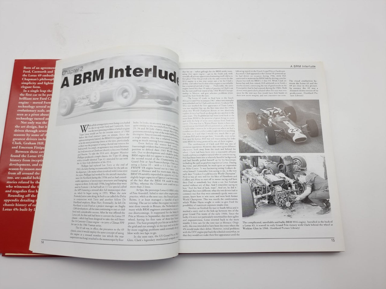 Open book spread titled 'A BRM International' with photos on white pages