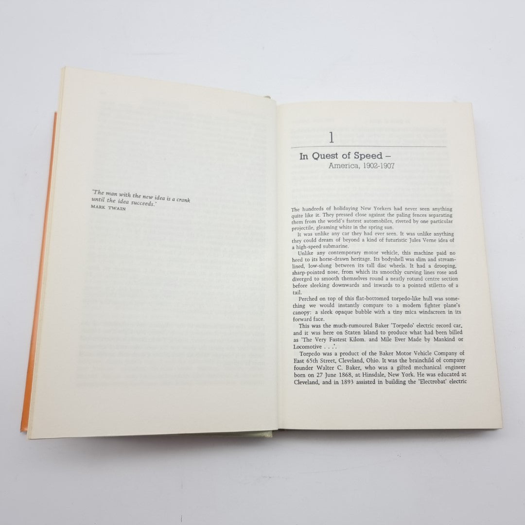 Motor Racing Mavericks open book with chapter title and dense paragraph text