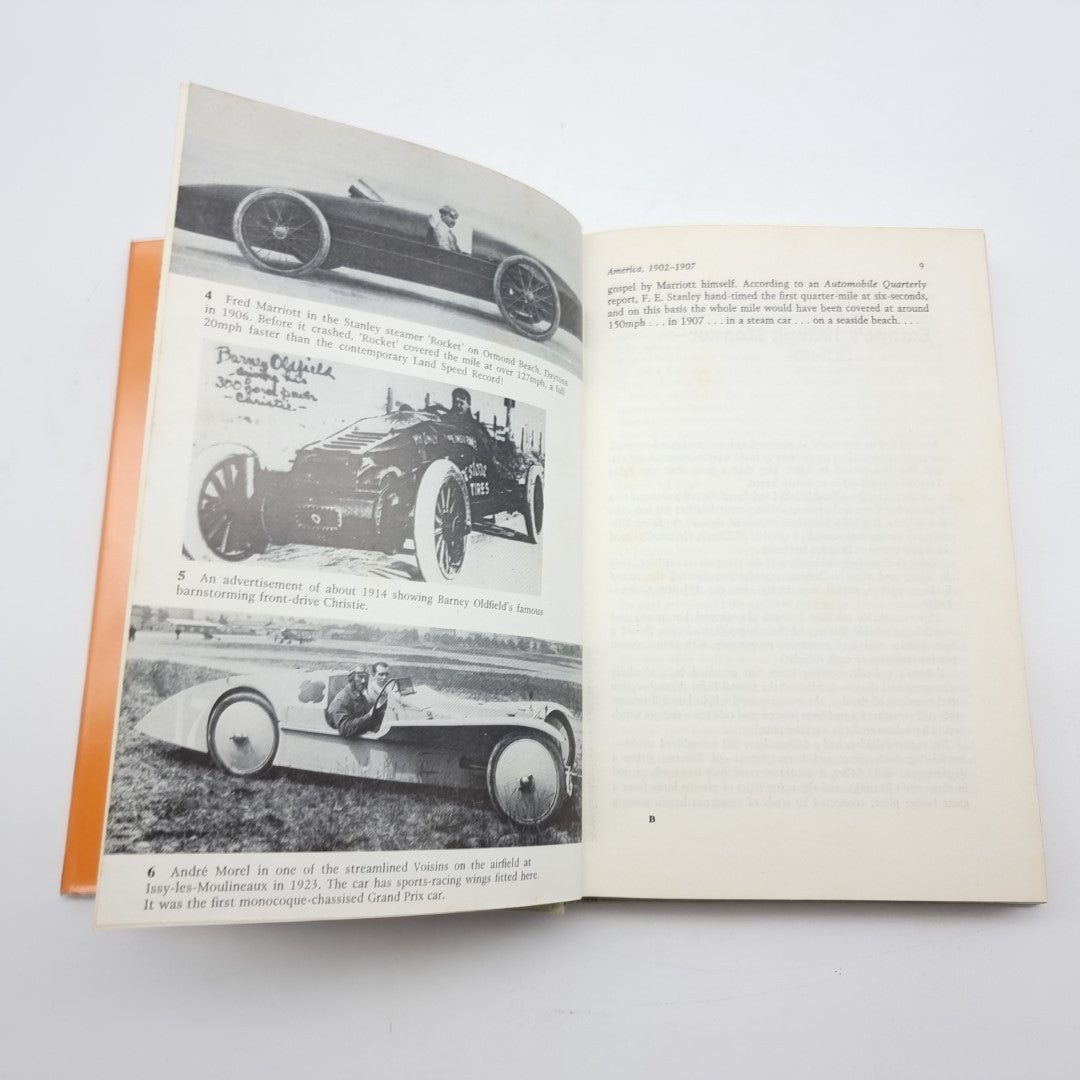 Motor Racing Mavericks open book spread with black-and-white racing photos and captions