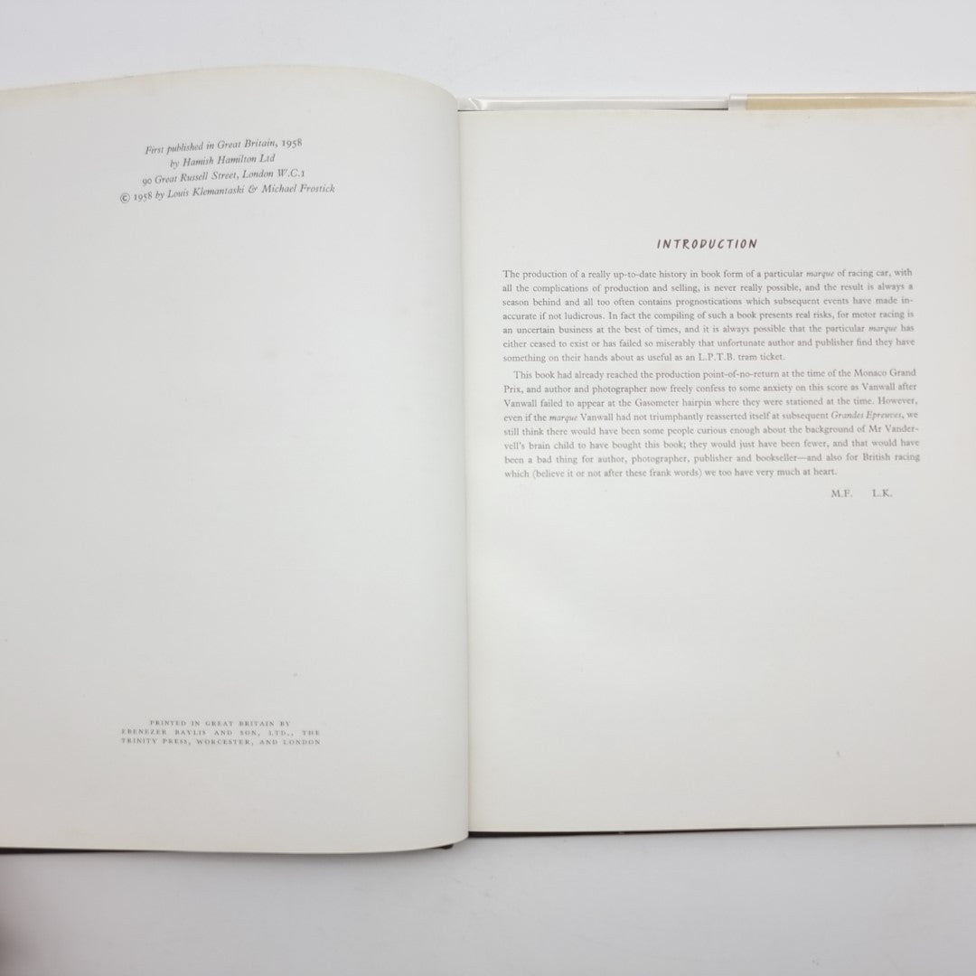Vintage book open to two-page introduction with paragraph text