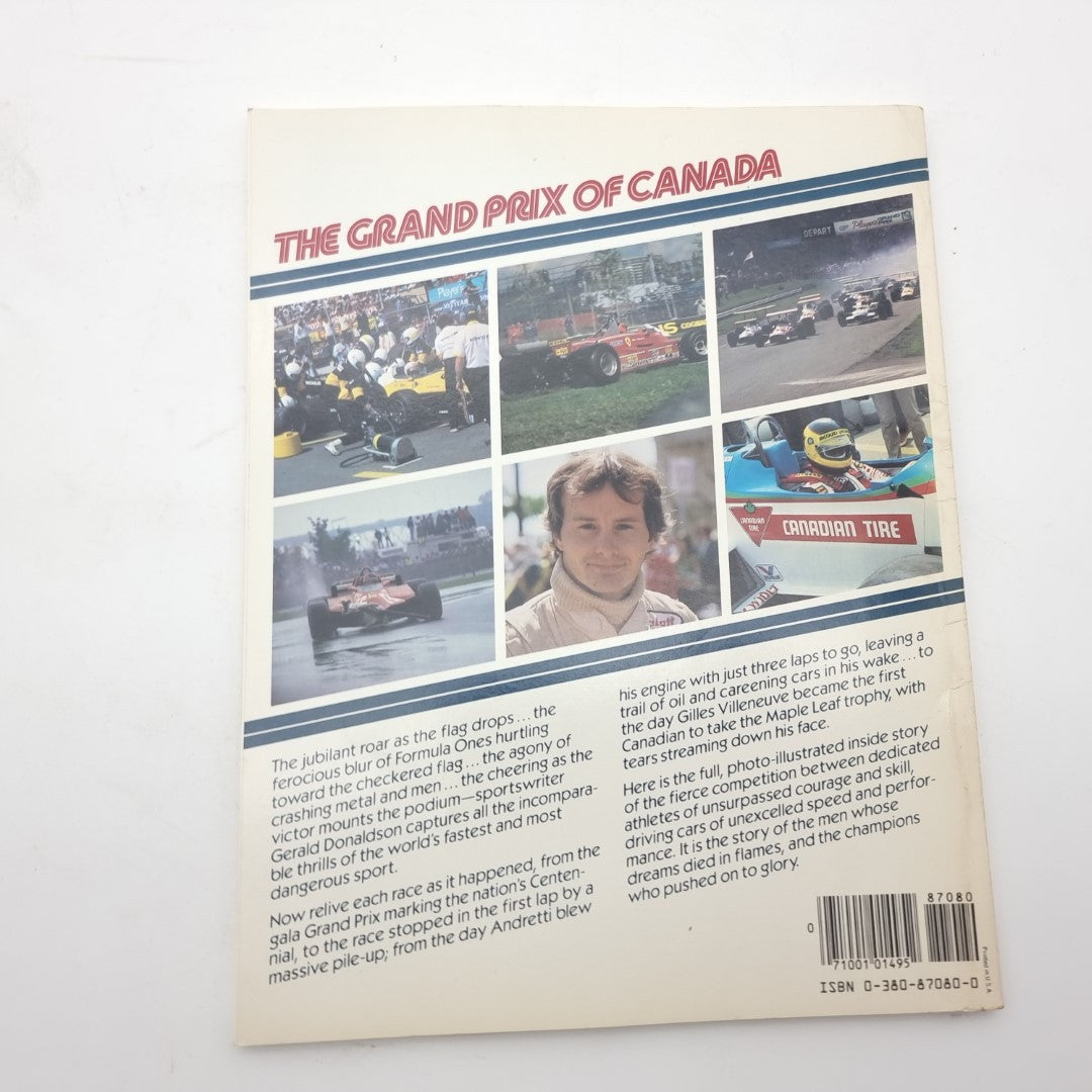 Racing book cover with title "The Grand Prix of Canada" and photo collage