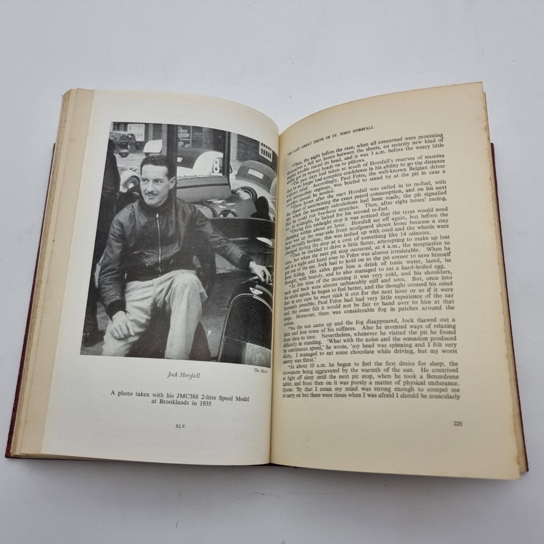 Open vintage book spread with seated man photo and chapter text