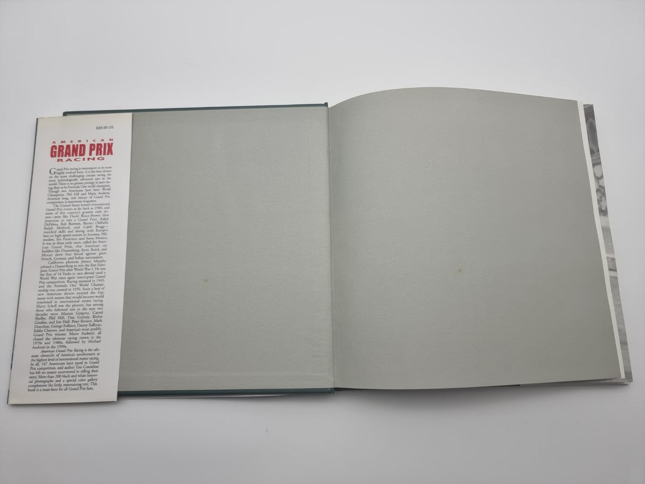 Open book with left text page and blank right page