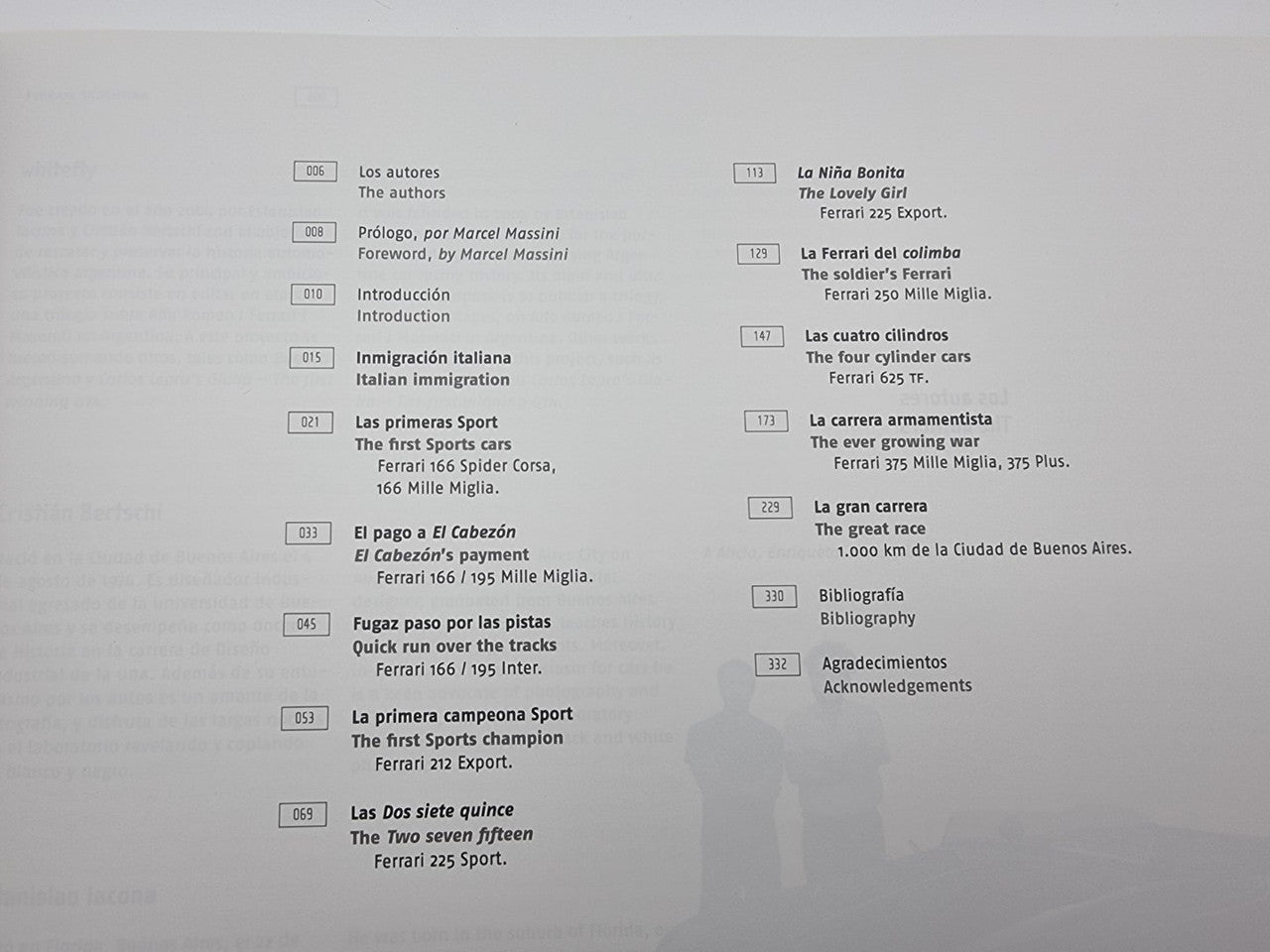 Book contents page with numbered list and short topic headings