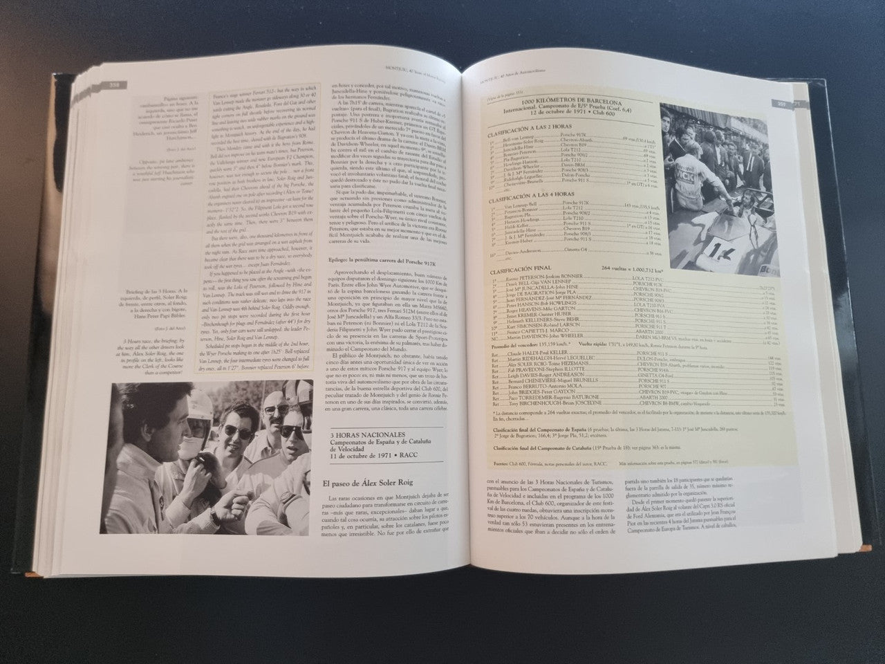 Open book with text columns and a small black-and-white photo inset on the right