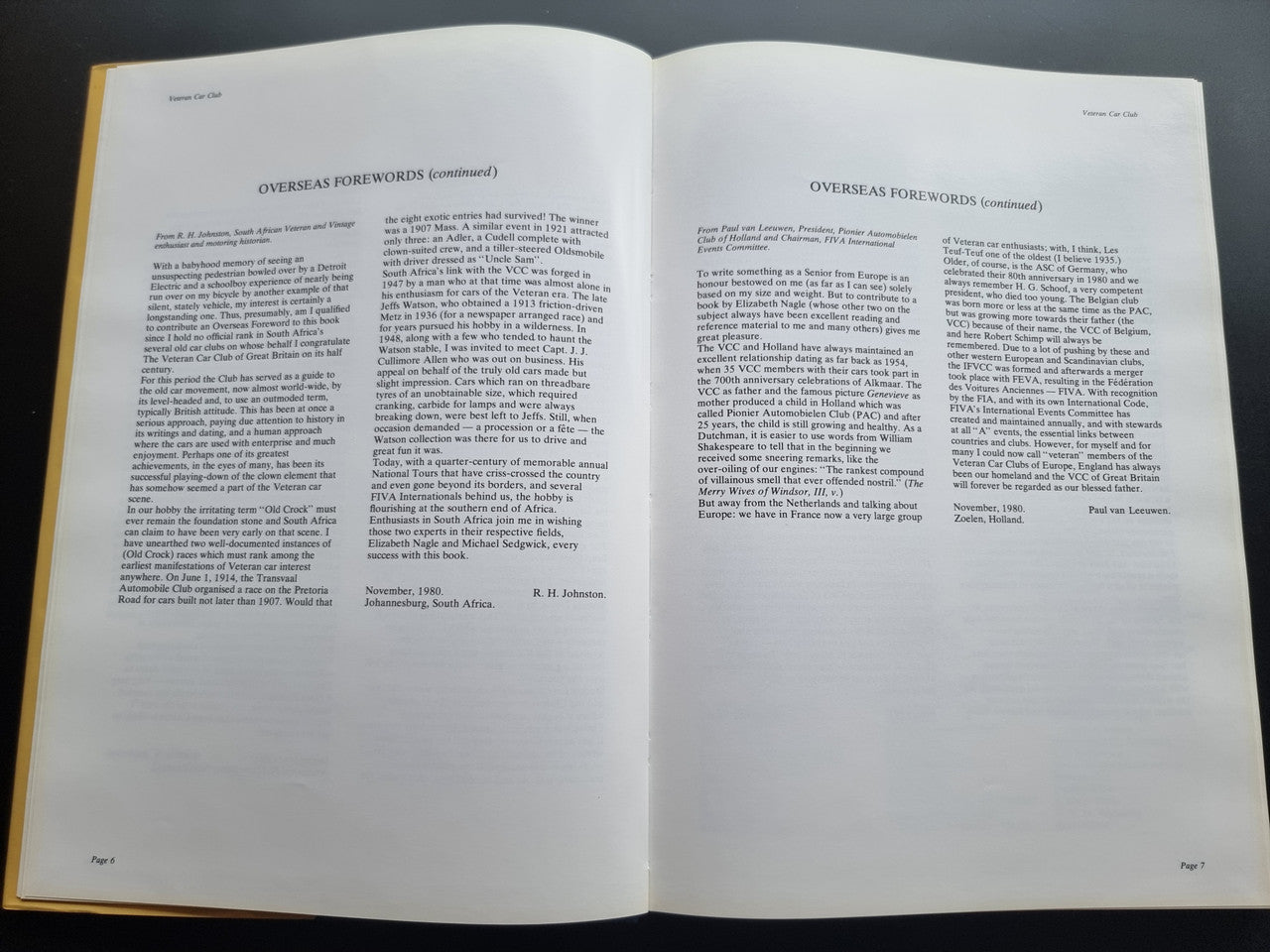 Pictorial history book, open pages showing 'Overseas Forewords' text only