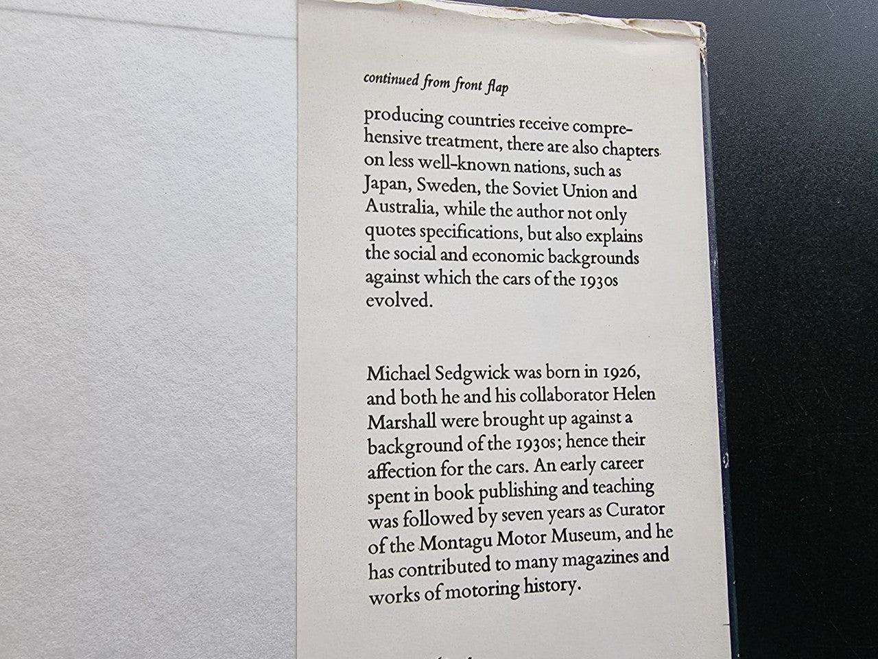 Cars of the 1930s (Michael Sedgwick, 1970, 1st Edition)