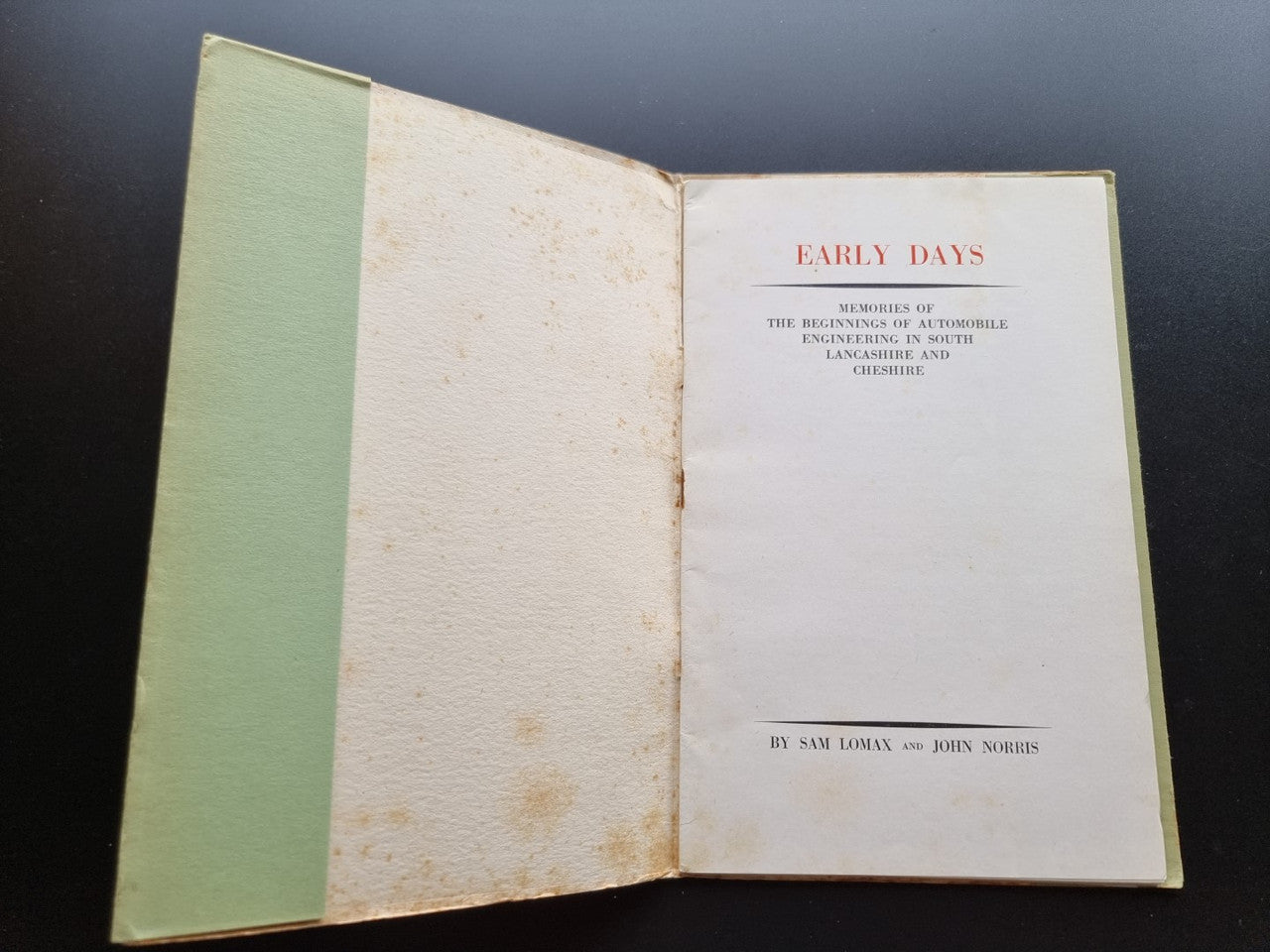 Opened book showing title page with 'EARLY DAYS' heading.