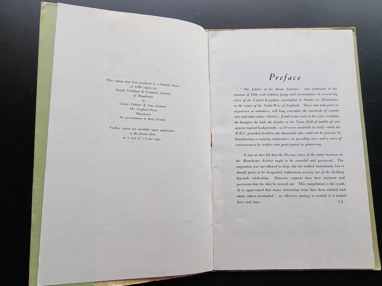 Opened book with 'Preface' heading and dense paragraphs on right page.