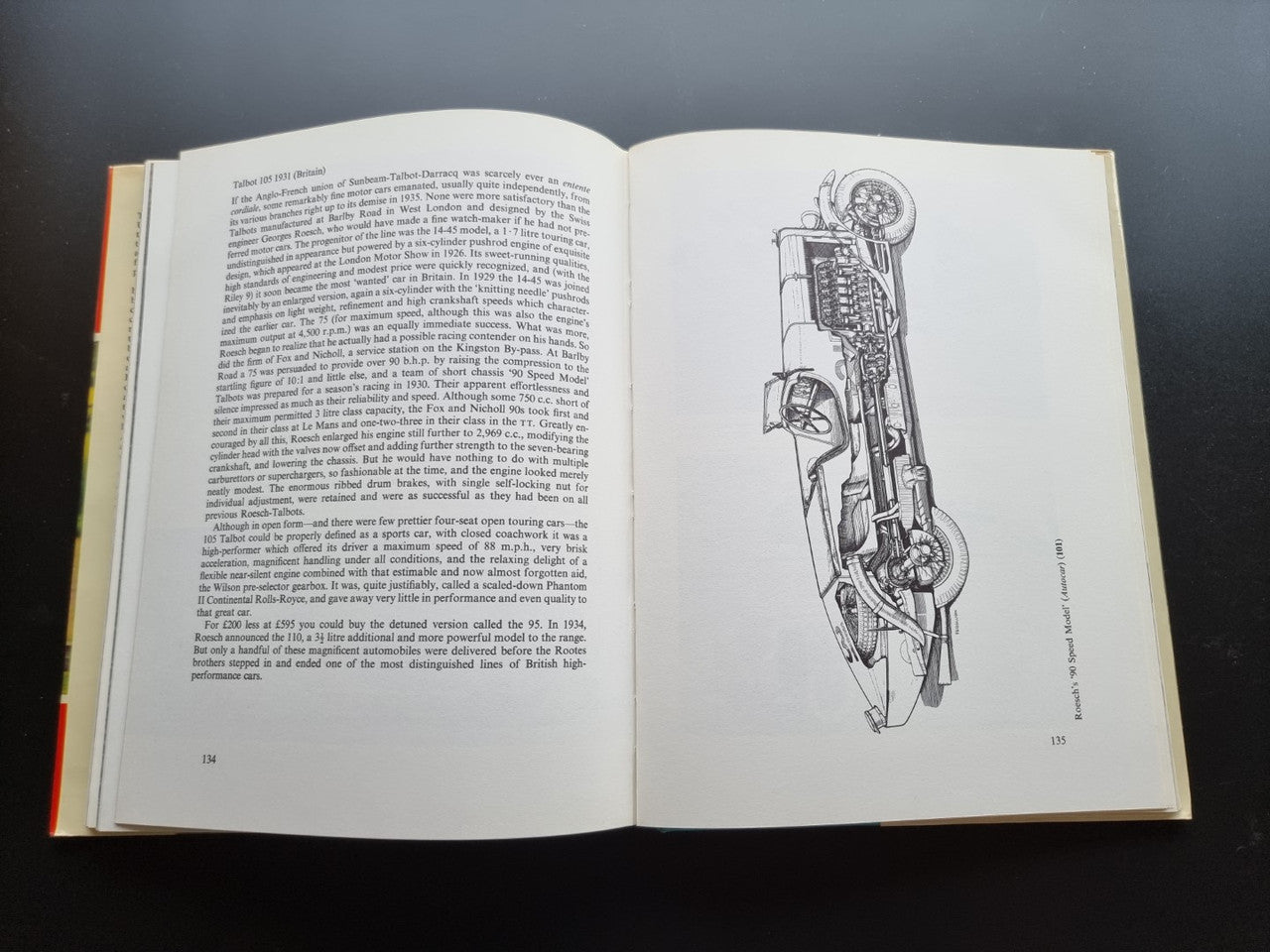Open book spread with text and a detailed line drawing of a mechanical component.