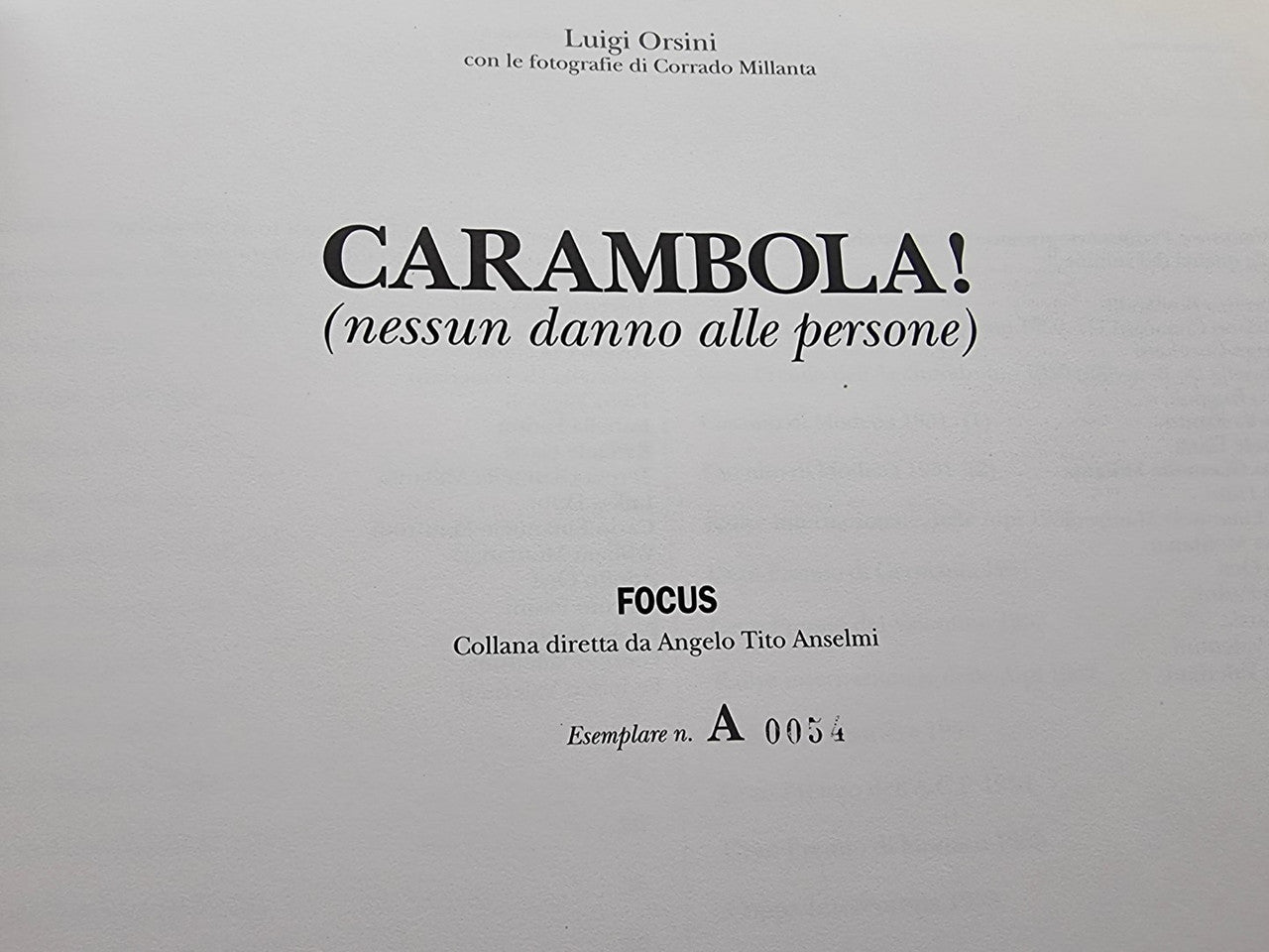 Carambola! (Nessun Danno Alle Persone) (Luigi Orsini, 1996) English & Italian Text