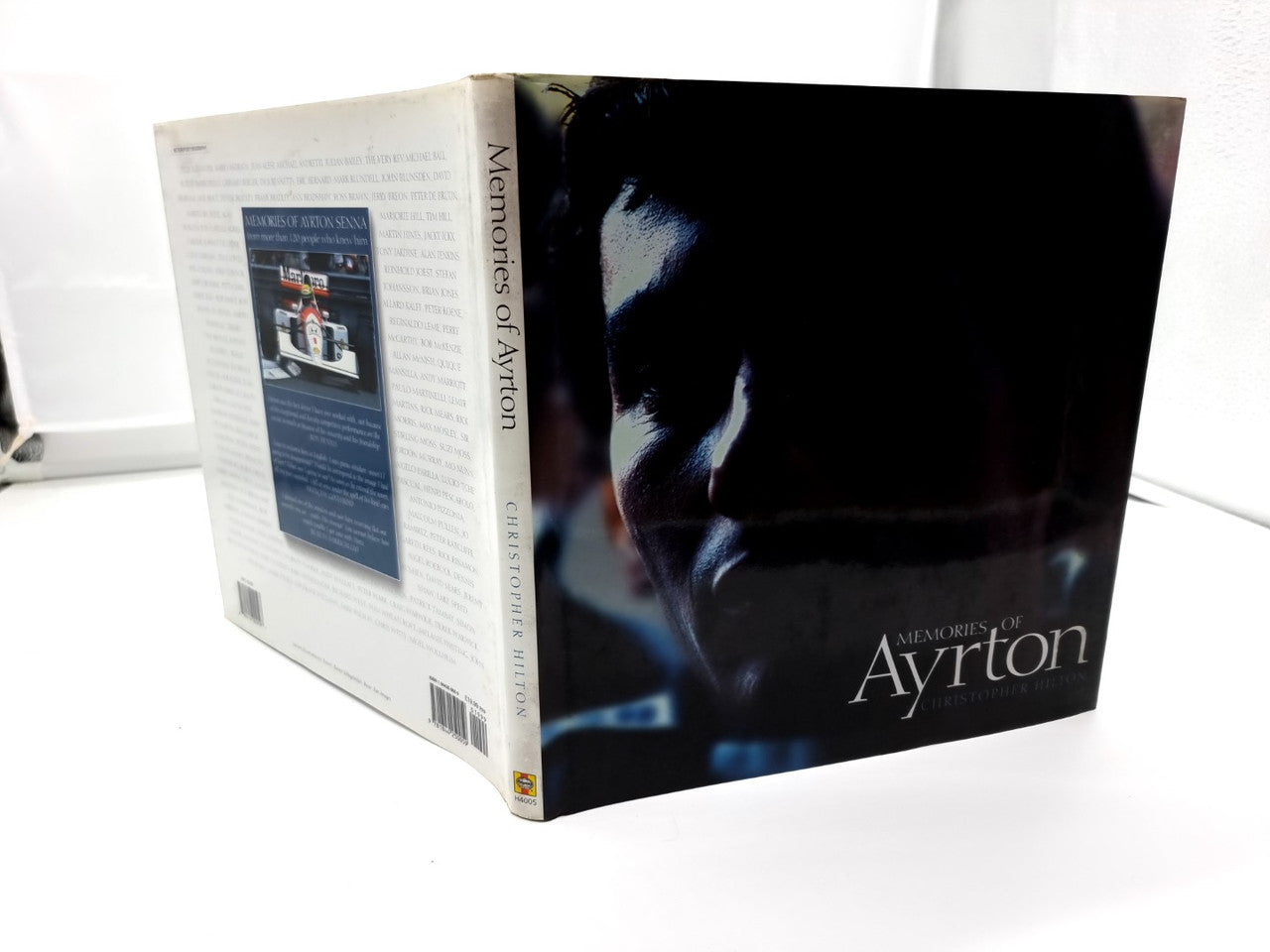 Book packaging box with portrait and 'Ayrton' title