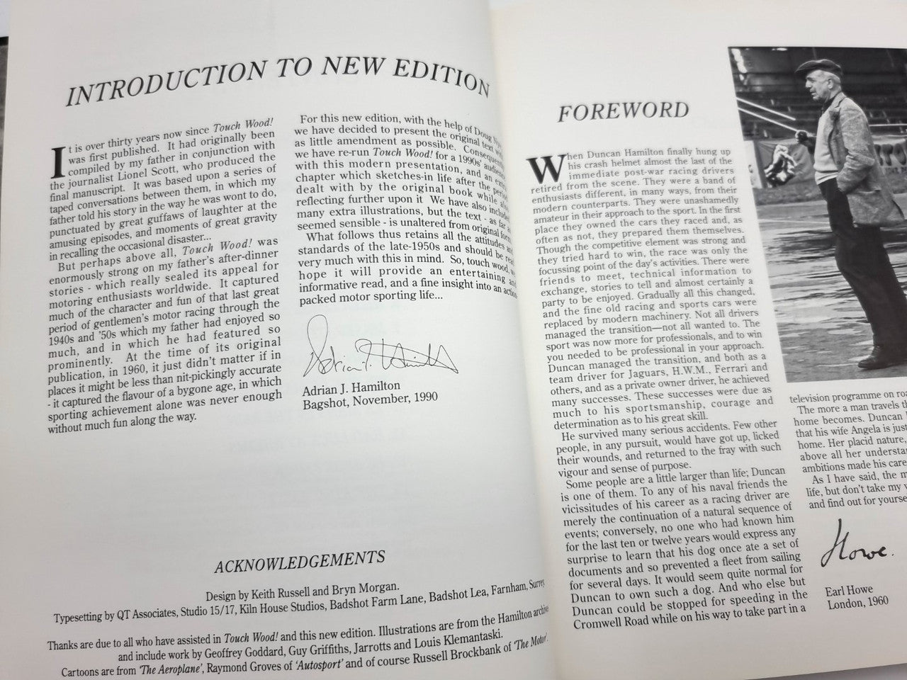 Open book pages showing introduction and foreword text with photo