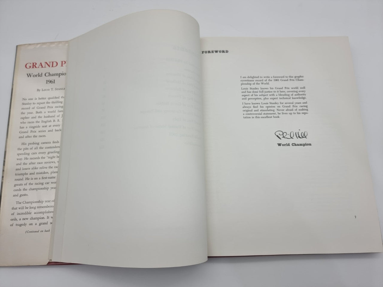 Grand Prix World Championship 1961 book open to dedication and author signature