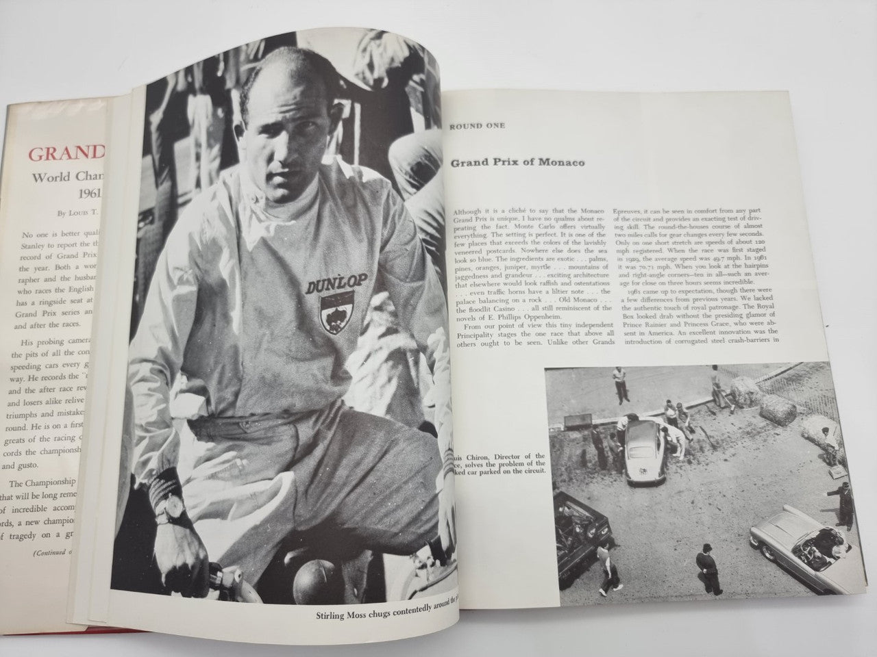 Grand Prix World Championship 1961 book open to black-and-white driver photo pages