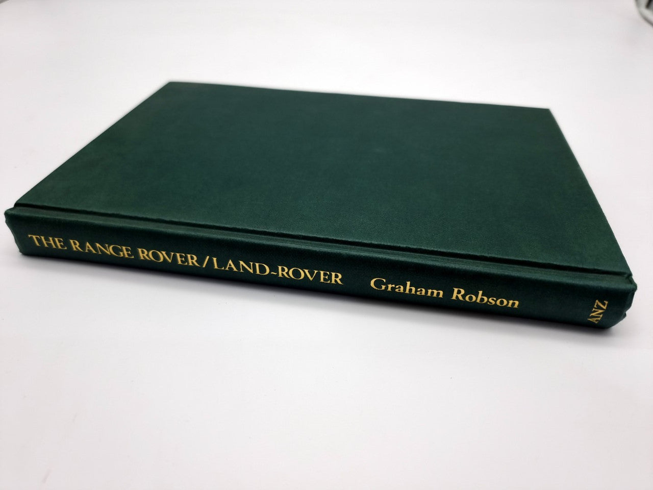 Green hardcover book titled “The Range Rover / Land-Rover” by Graham Robson