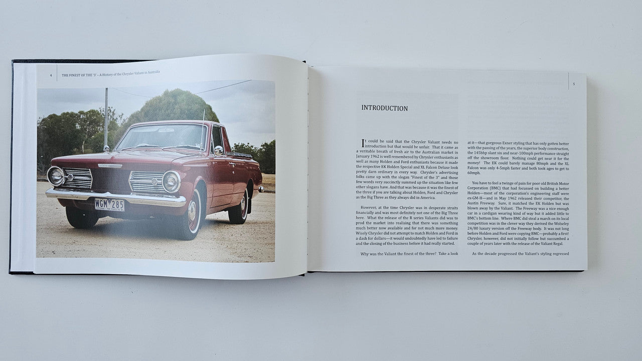 Open book spread with a car photo on left and “Introduction” text on right