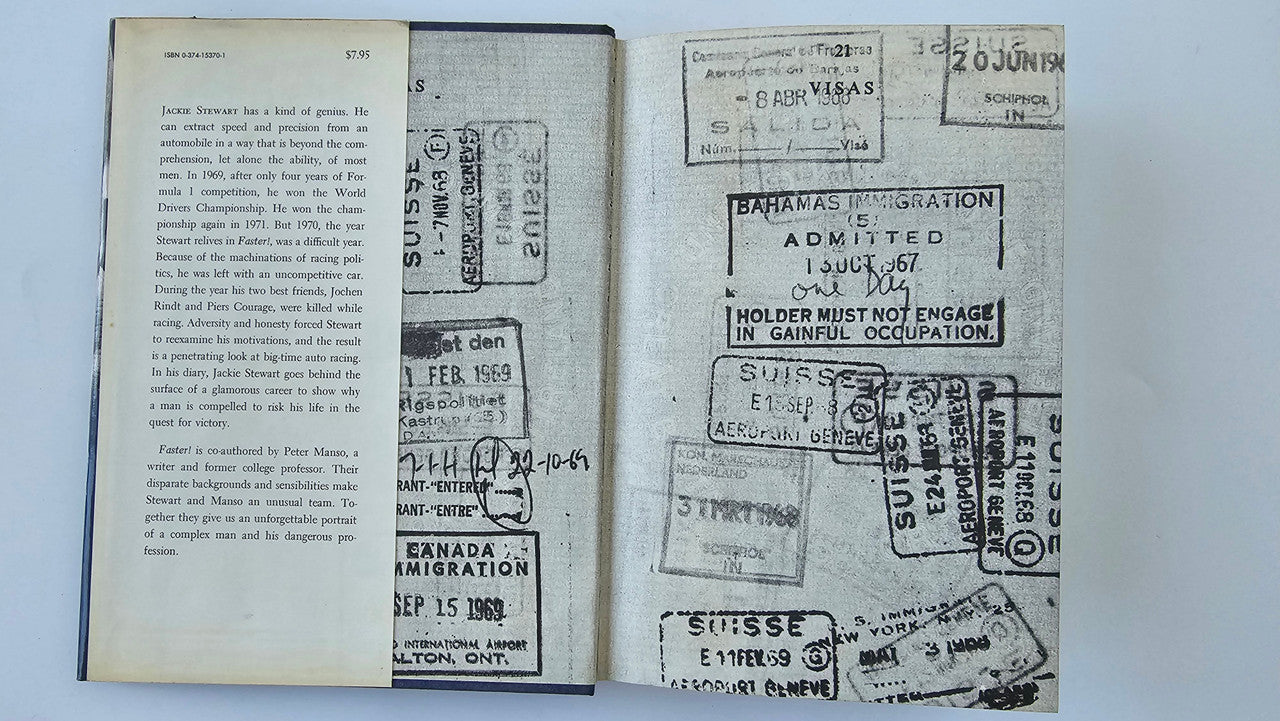 Racing diary book opened to printed pages with notes and diagrams