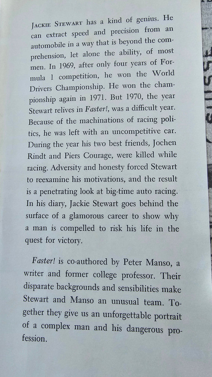 Racing diary book page with continuous printed text and paragraphs