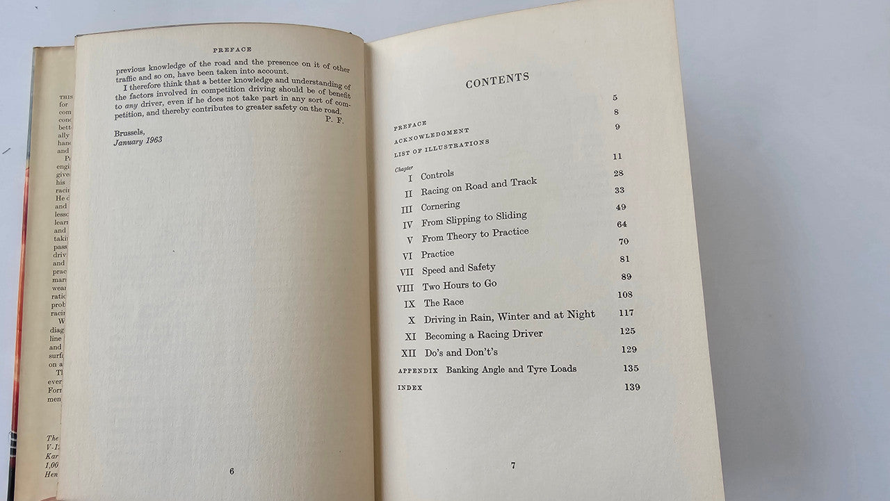 Open book showing Contents heading on right page and chapter text on left