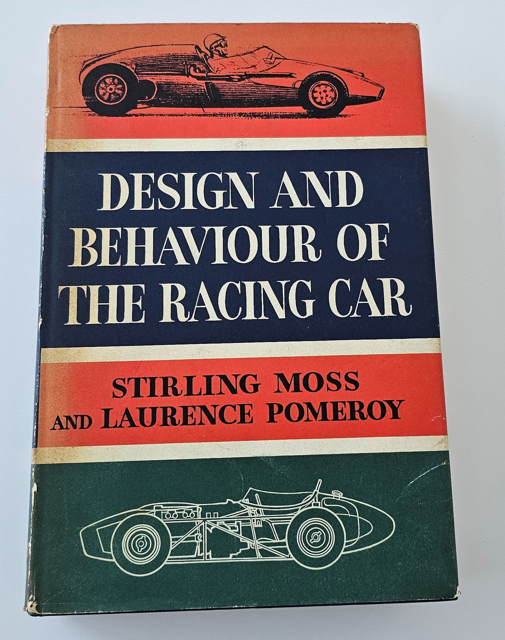 Signed racing car design and behaviour book, front cover with diagram and title text