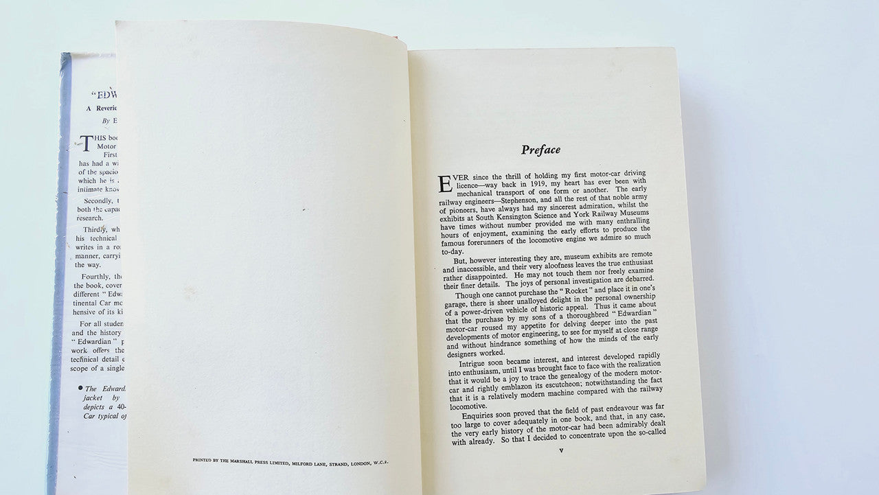 Open book with a mostly blank left page and 'Preface' text on the right