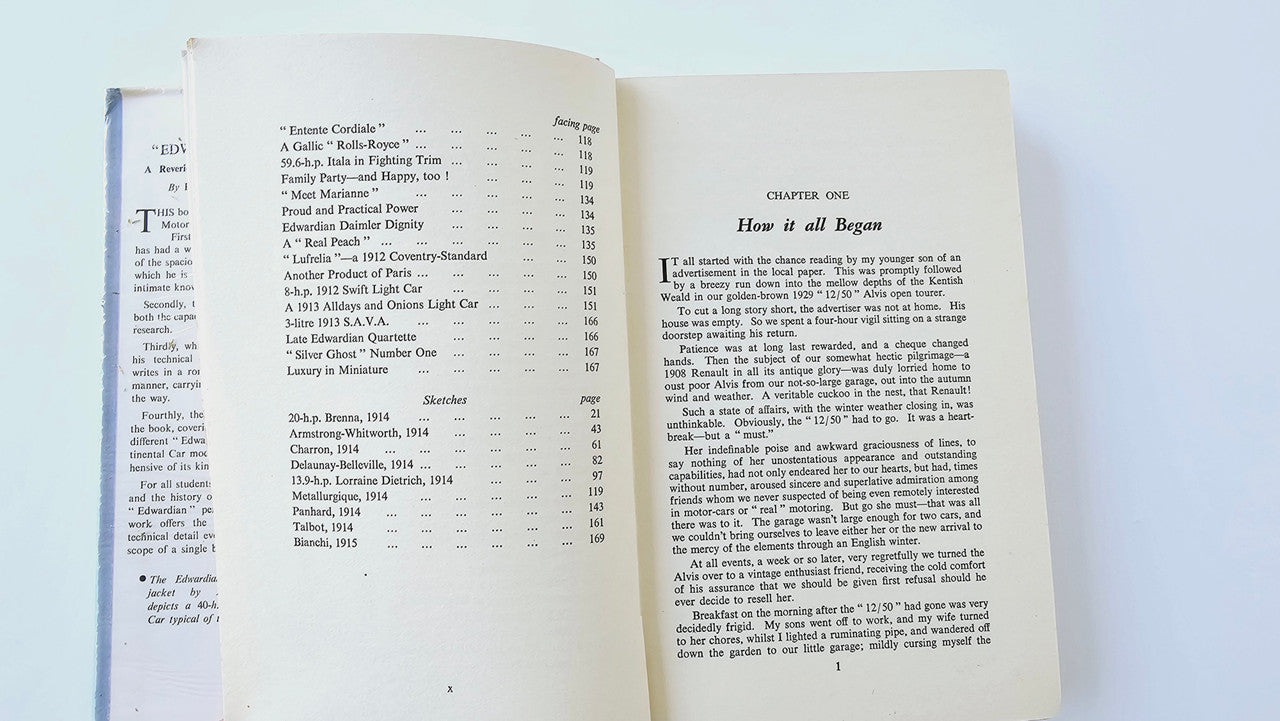 Open book with 'Chapter One' title and dense printed text