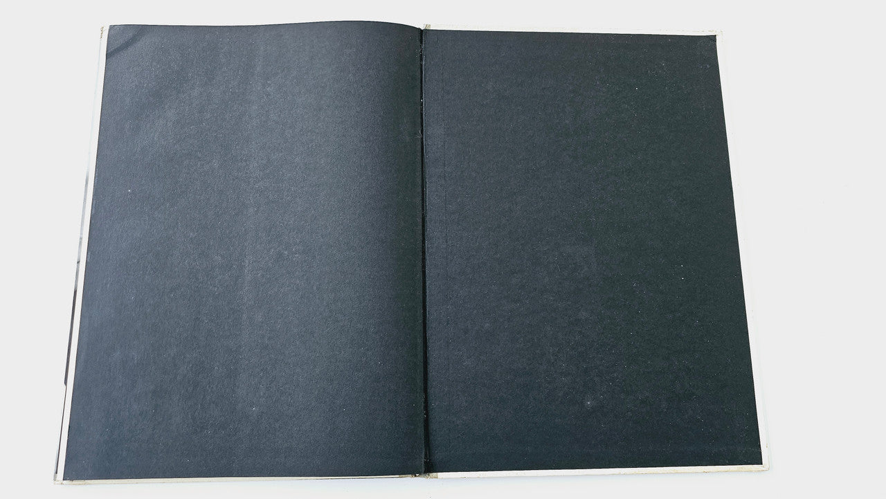 Racedrivers book open to two dark blank pages