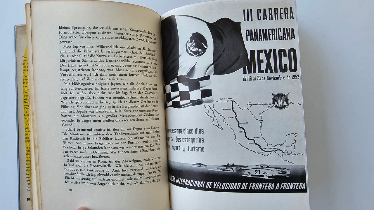 Chasing Victory open book with a race map graphic and German text