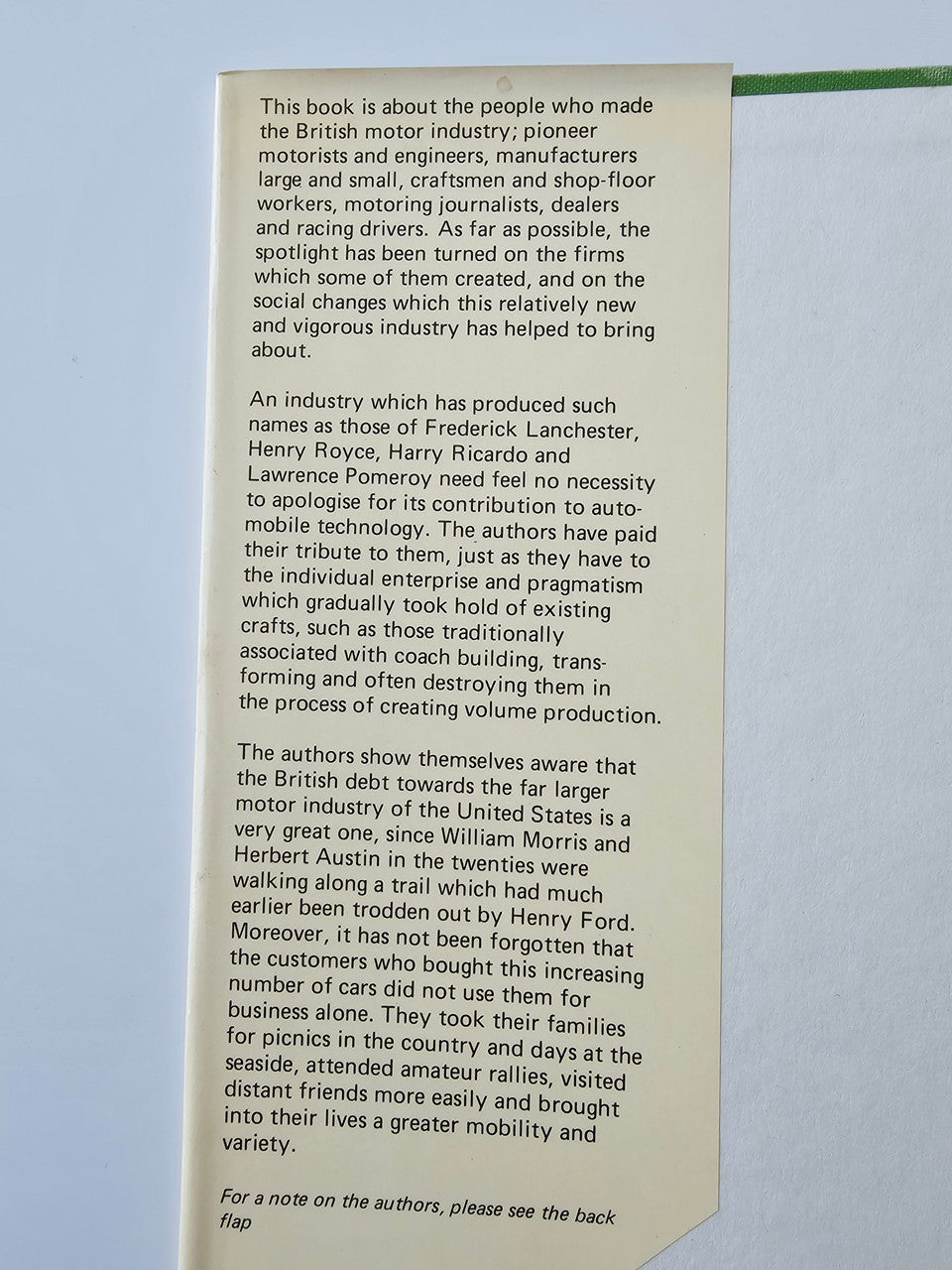 Book back cover with synopsis text and publication details