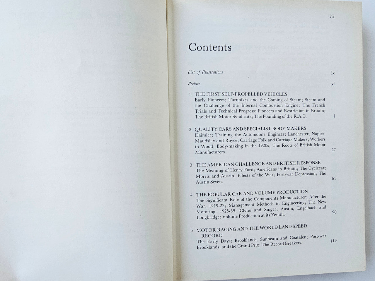 Book contents page shown from a different angle, with chapter list