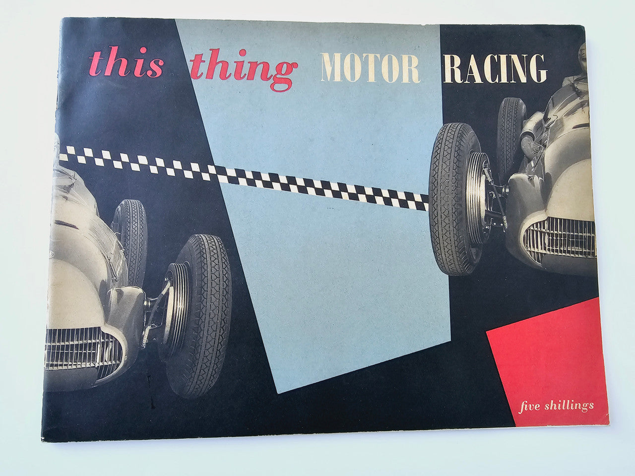 Vintage motor racing book cover with “this thing” and “MOTOR RACING” lettering.