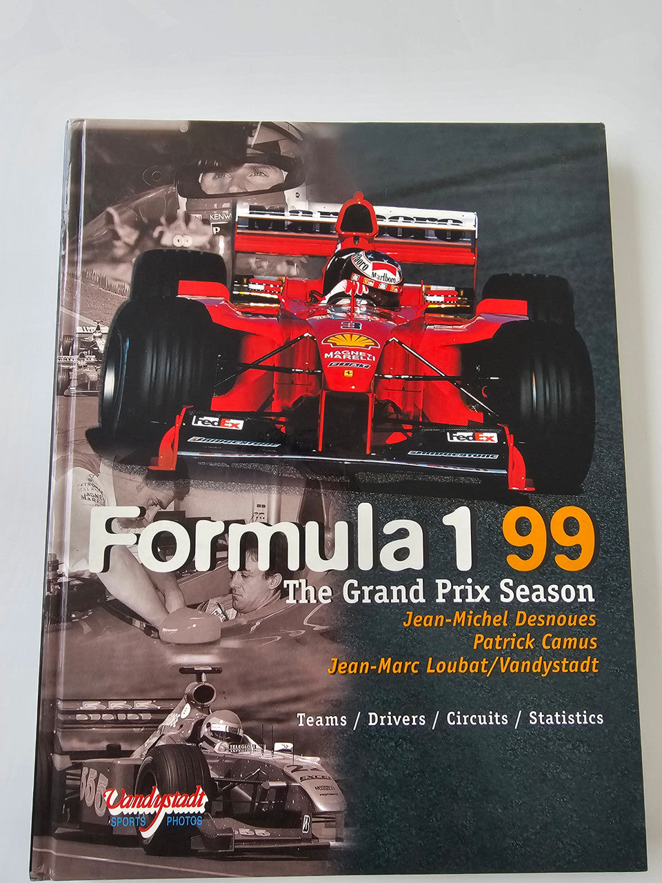 Motorsport season book cover with Formula-style race cars and large title text