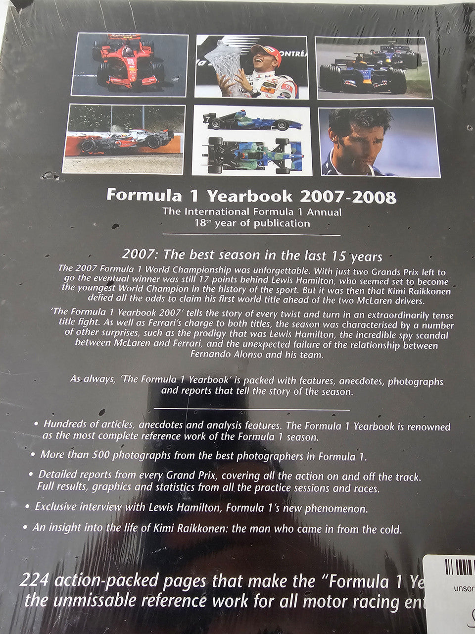 Formula 1 Yearbook 2007-2008 open page with photo panels and text