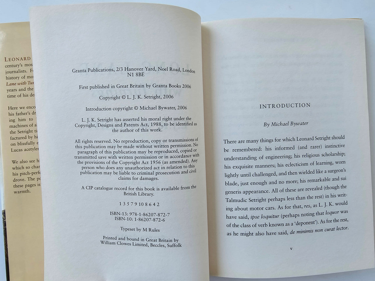 Open book showing copyright page with publisher info and ISBN details